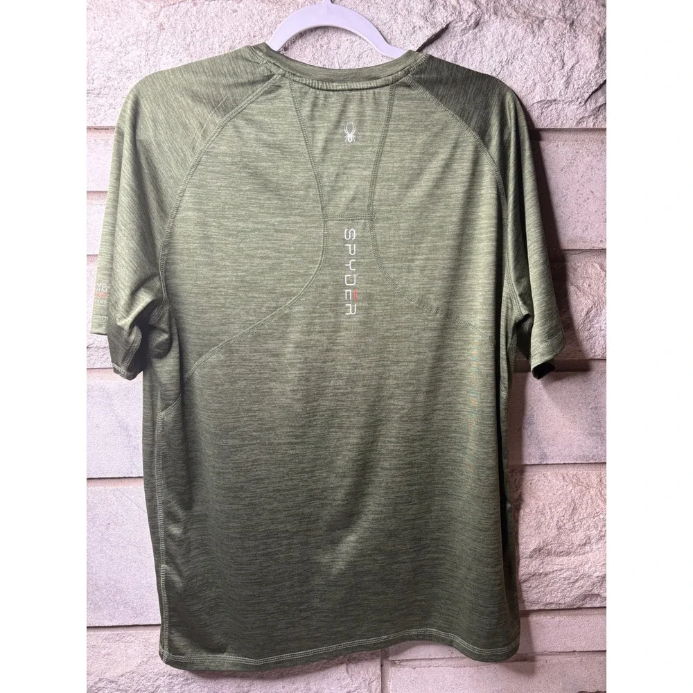 Spyder Mens Rash Guard Swim Shirt Heathered Olive Green UPF 30+ S923154‎ Medium